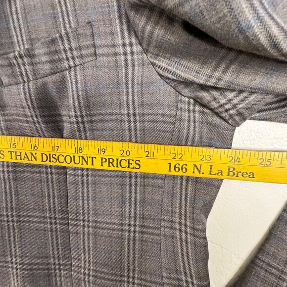 Joseph & Feiss Gold Mens Plaid Blazer Classic Fit 44R Wool Blend Gray Career - Picture 14 of 16